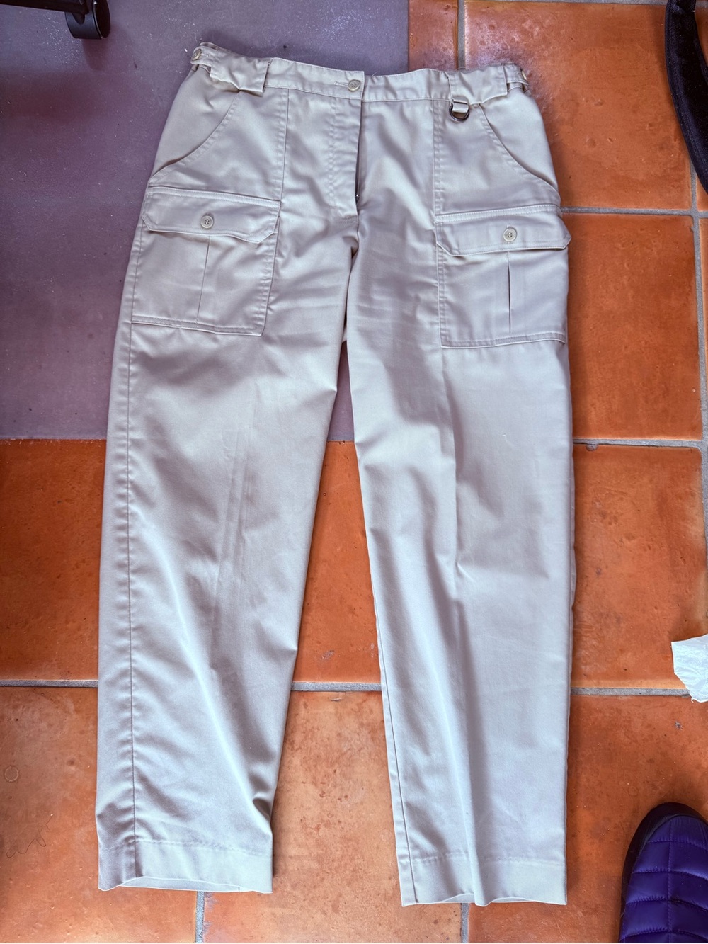 Women’s Tilley Vintage Cargo Work Pants - Cream Utility Style 31/32” Waist